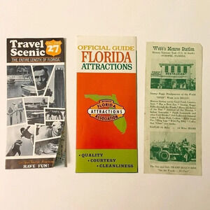 Vintage Florida Travel Scenic Attractions  and Webbs Monroe Station Brochures